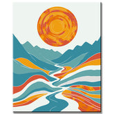 Painting by numbers art sunset landscape